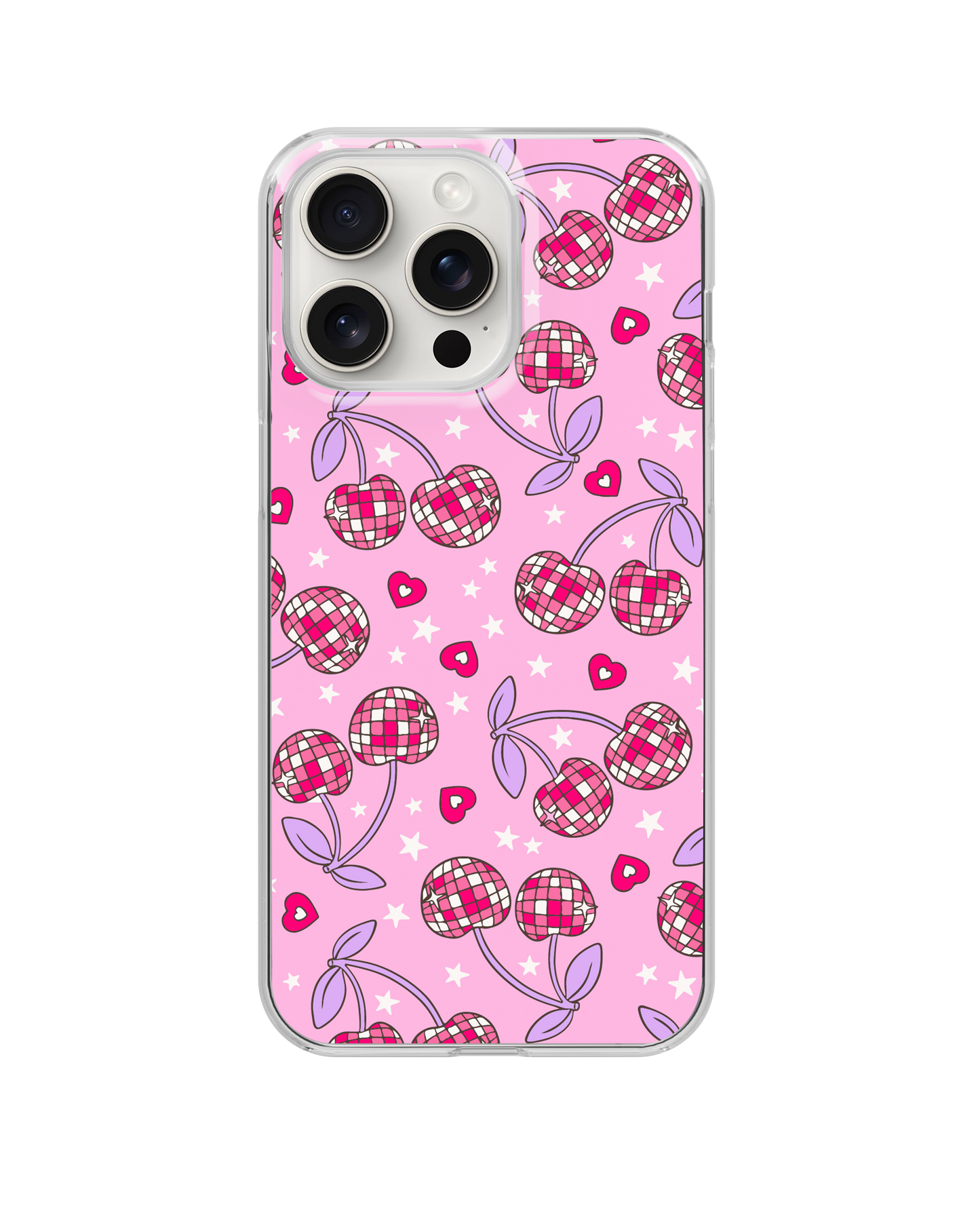 Pink & Purple Disco Cherries Clear Case Insert