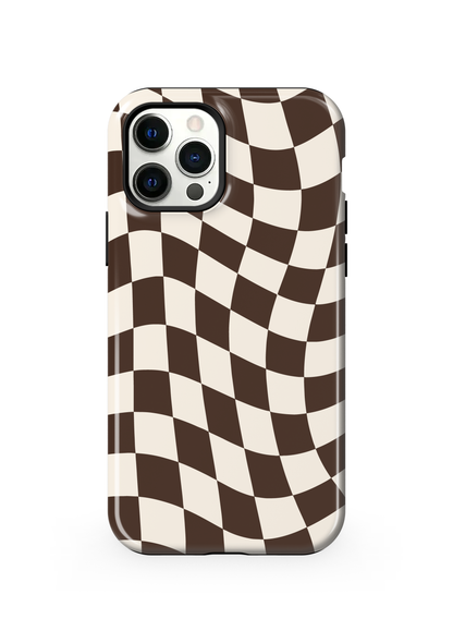 Espresso Wavy Checkers II Phone Case