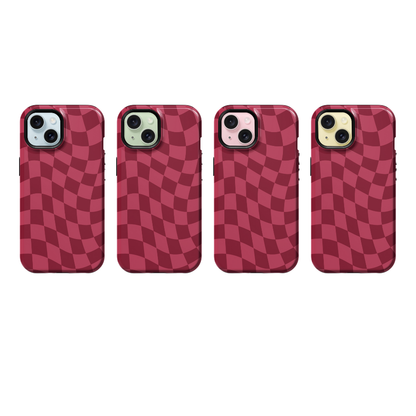 Black Cherry Wavy Checkers Phone Case