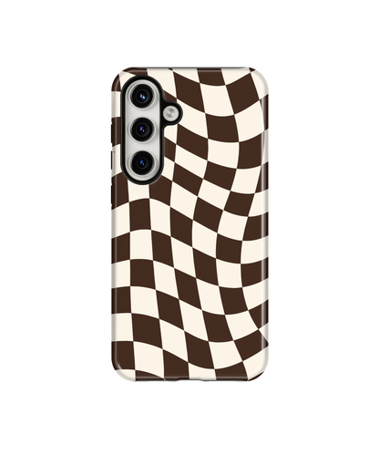 Espresso Wavy Checkers II Phone Case