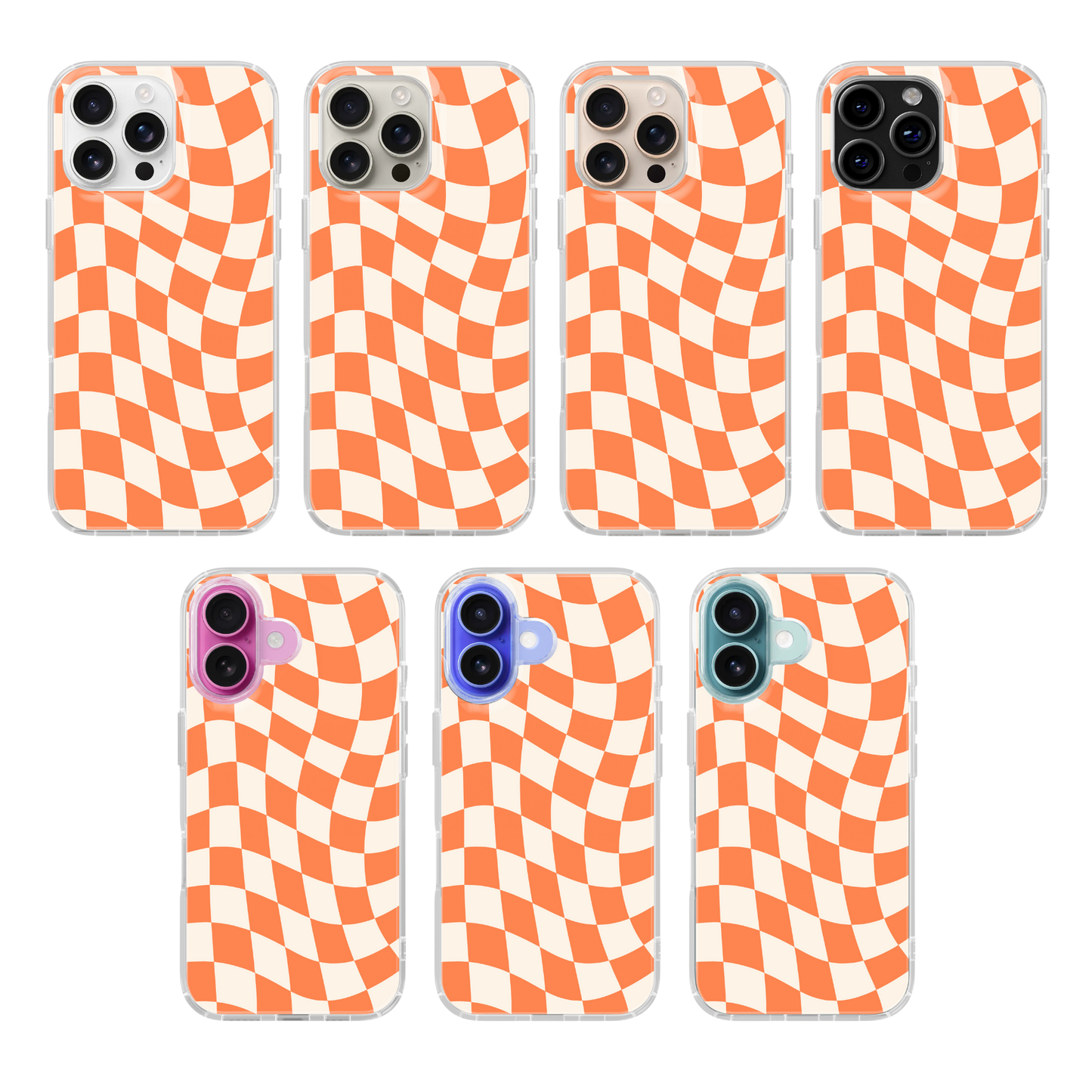 Tangerine Wavy Checkers II Clear Case Insert