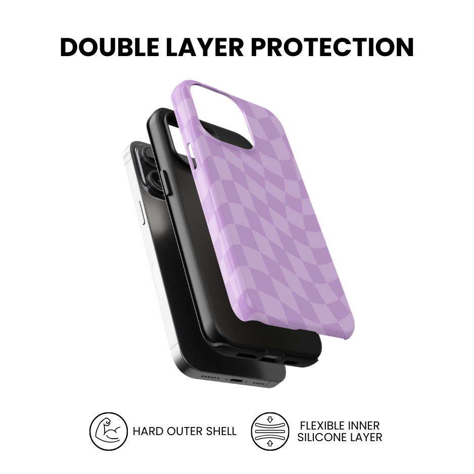 Lilac Wavy Checkers Phone Case