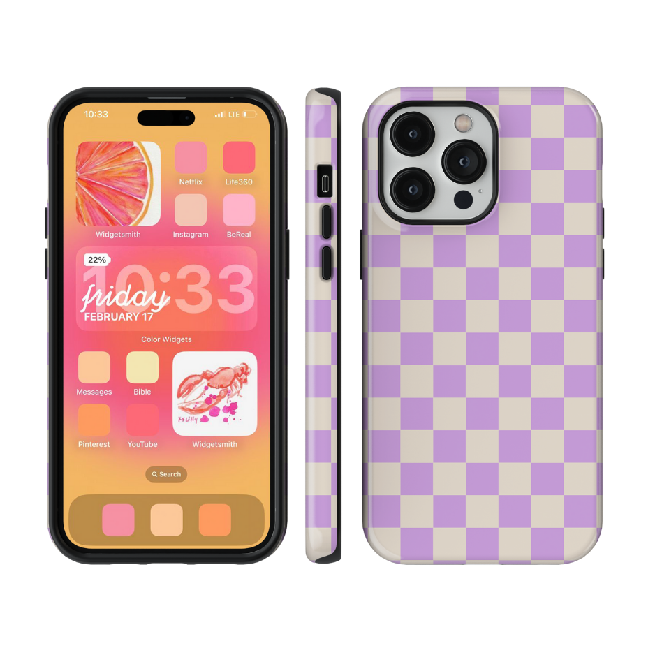 Lilac Checkers II Phone Case