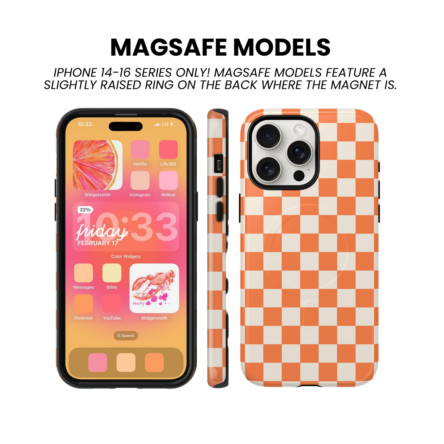 Tangerine Checkers II Phone Case