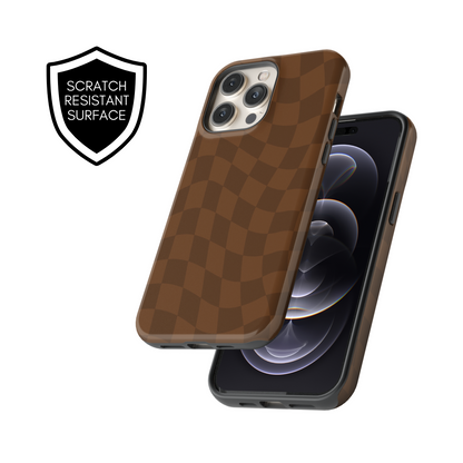 Cocoa Wavy Checkers iPhone Case
