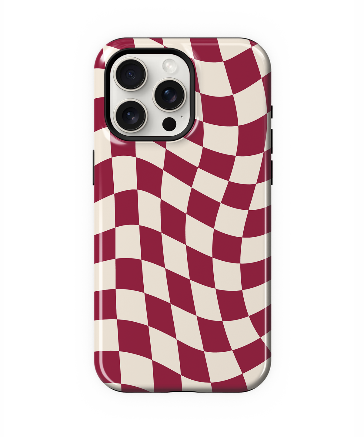 Black Cherry Wavy Checkers II Phone Case