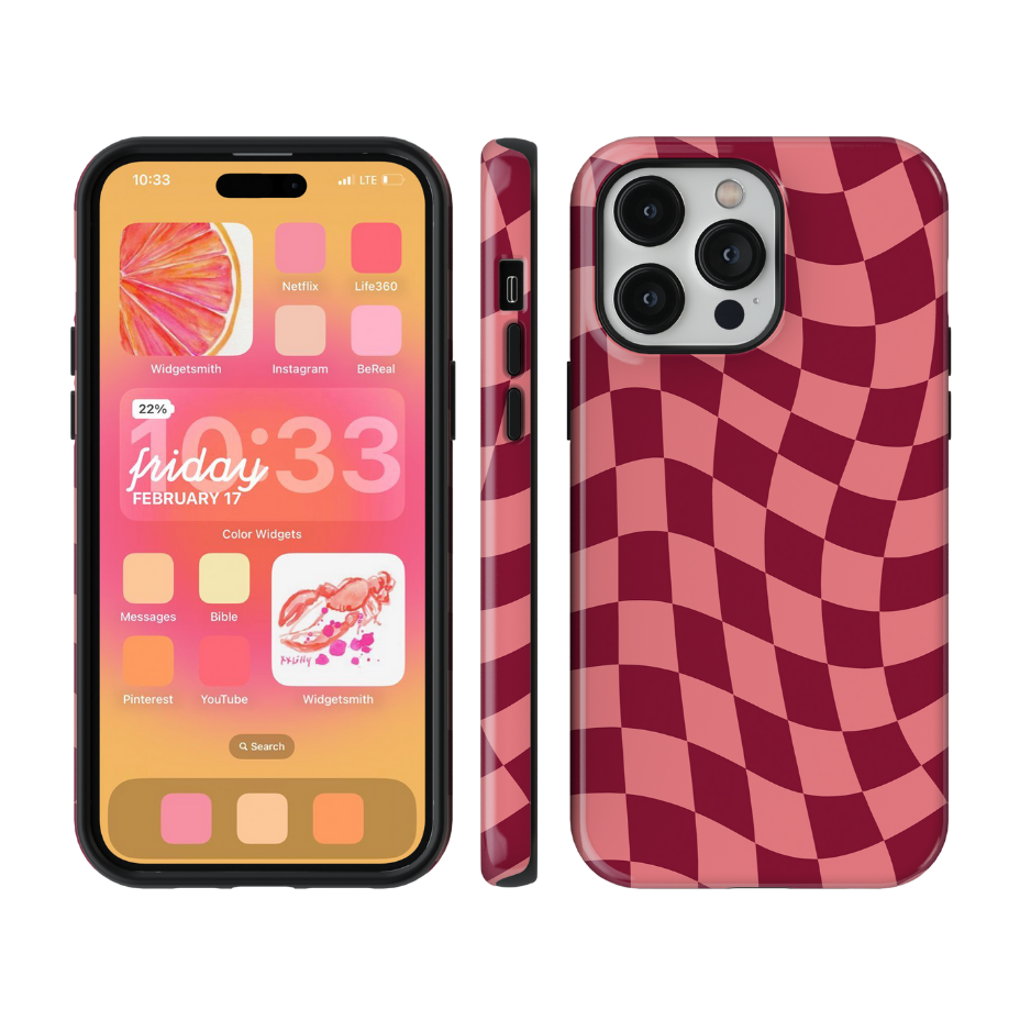 Love Wavy Checkers Phone Case