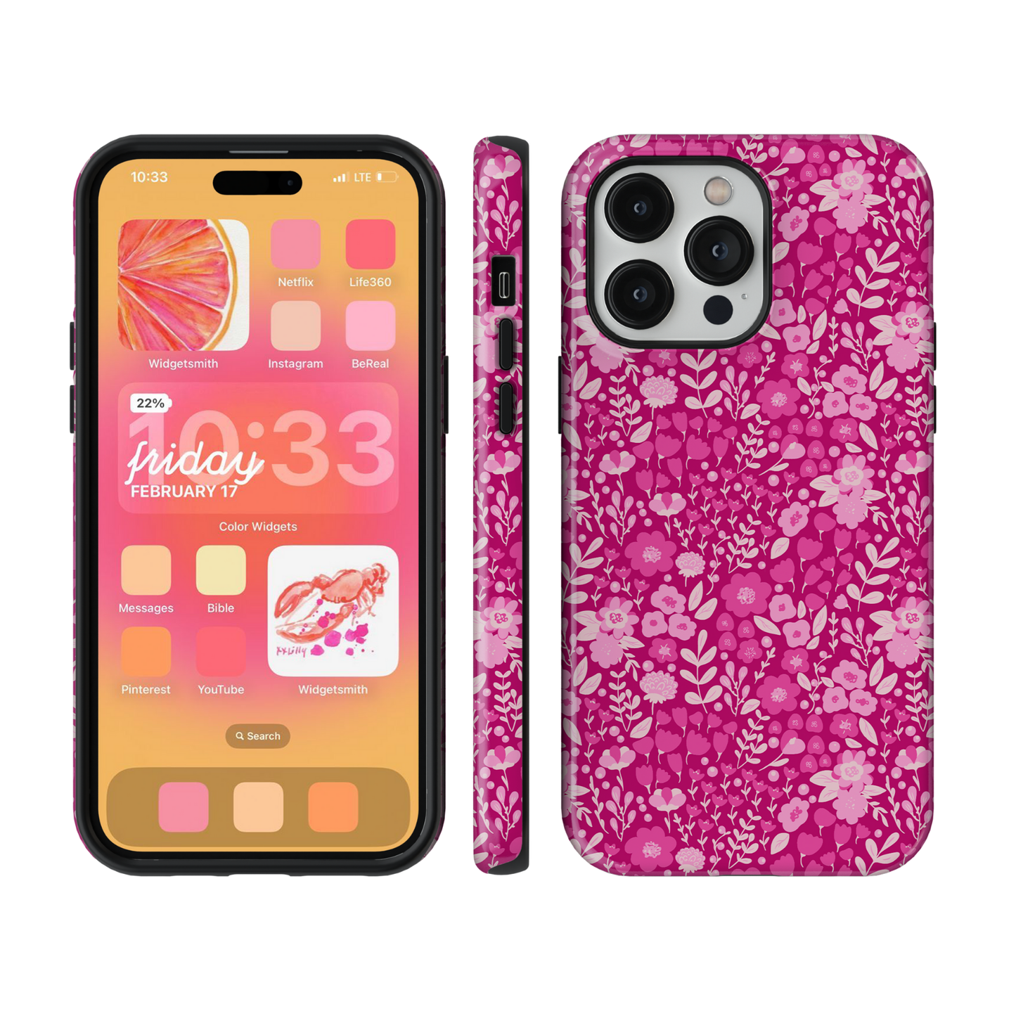 Berry Blossoms (Dark) Phone Case