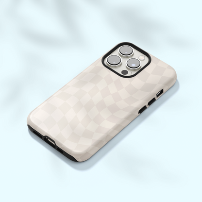 Vanilla Wavy Checkers iPhone Case