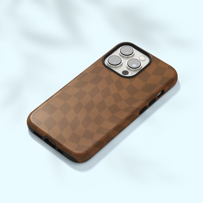 Cocoa Wavy Checkers iPhone Case