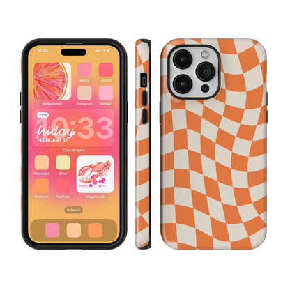 Tangerine Wavy Checkers II Phone Case