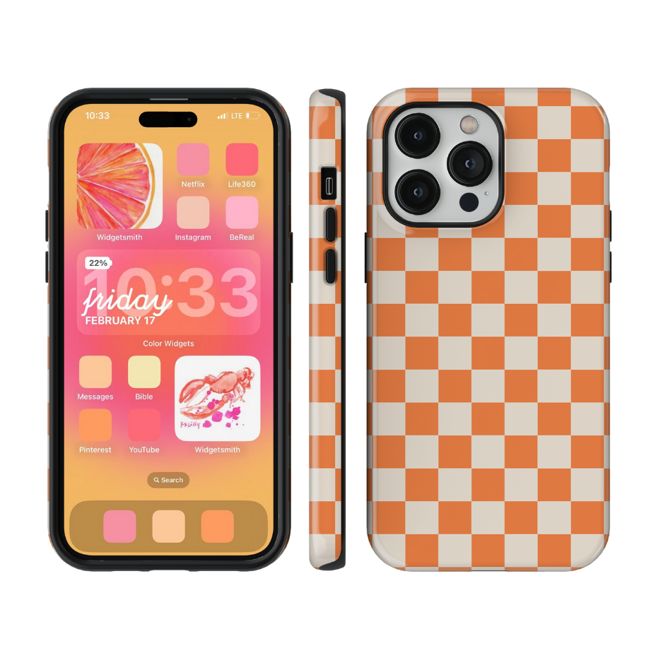 Tangerine Checkers II Phone Case