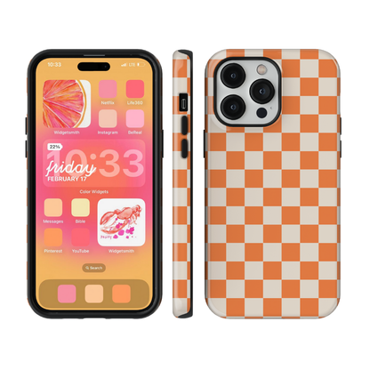 Tangerine Checkers II Phone Case