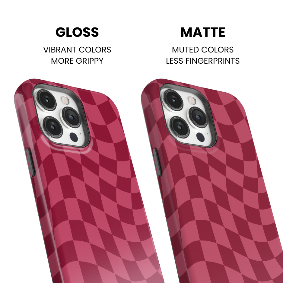 Black Cherry Wavy Checkers Phone Case