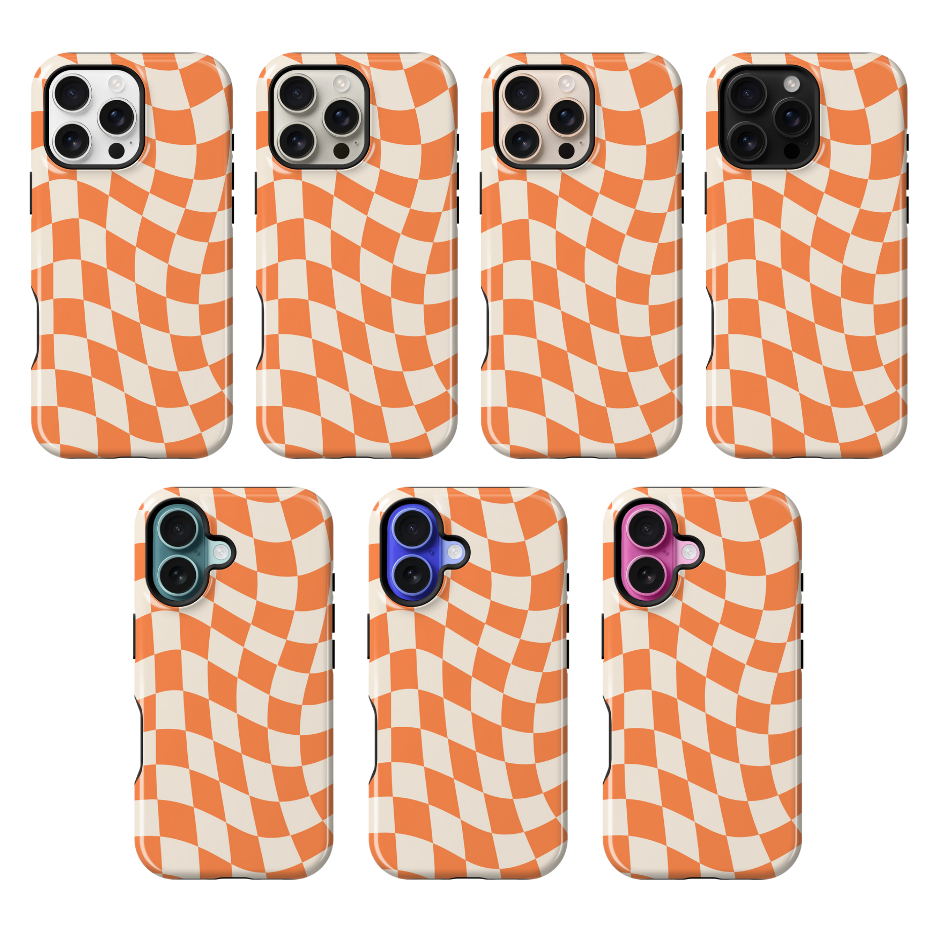 Tangerine Wavy Checkers II Phone Case