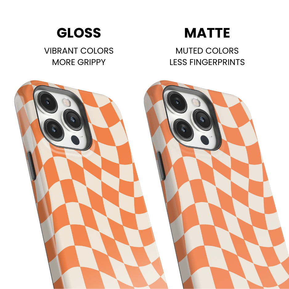 Tangerine Wavy Checkers II Phone Case