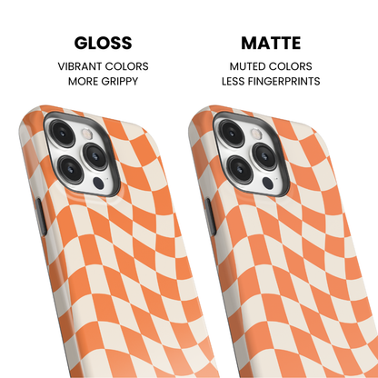 Tangerine Wavy Checkers II Phone Case