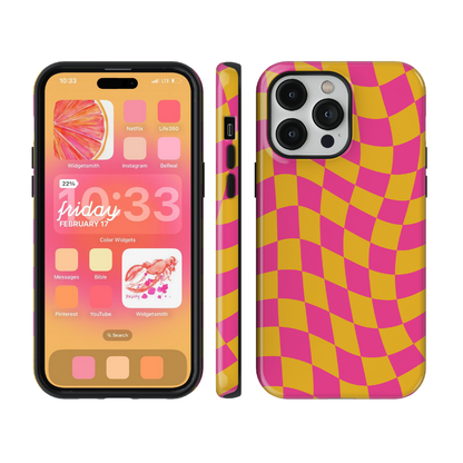 Pink Lemonade Wavy Checkers Phone Case