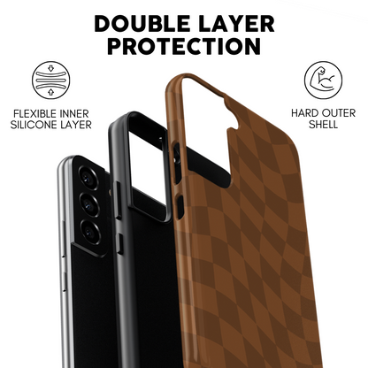 Cocoa Wavy Checkers Galaxy Case