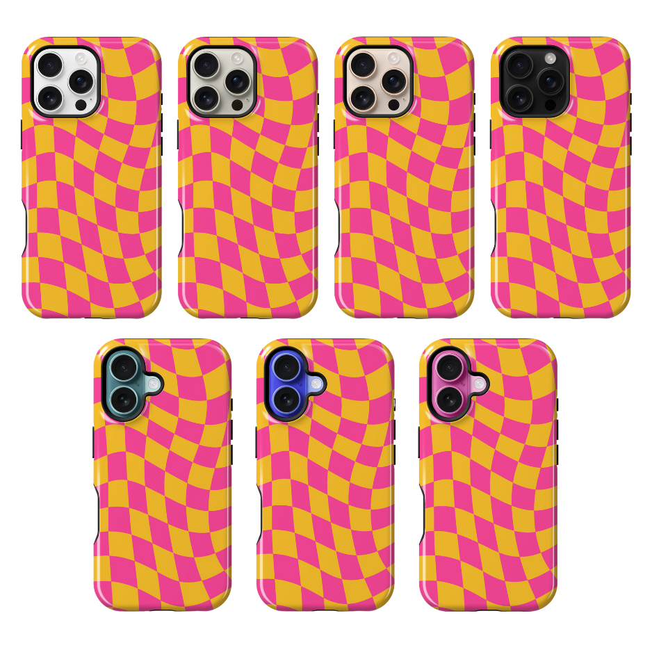 Pink Lemonade Wavy Checkers Phone Case