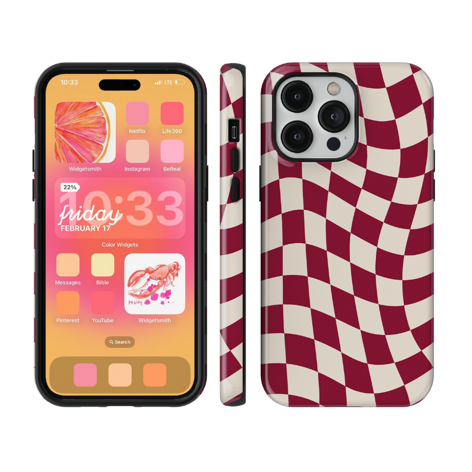 Black Cherry Wavy Checkers II Phone Case