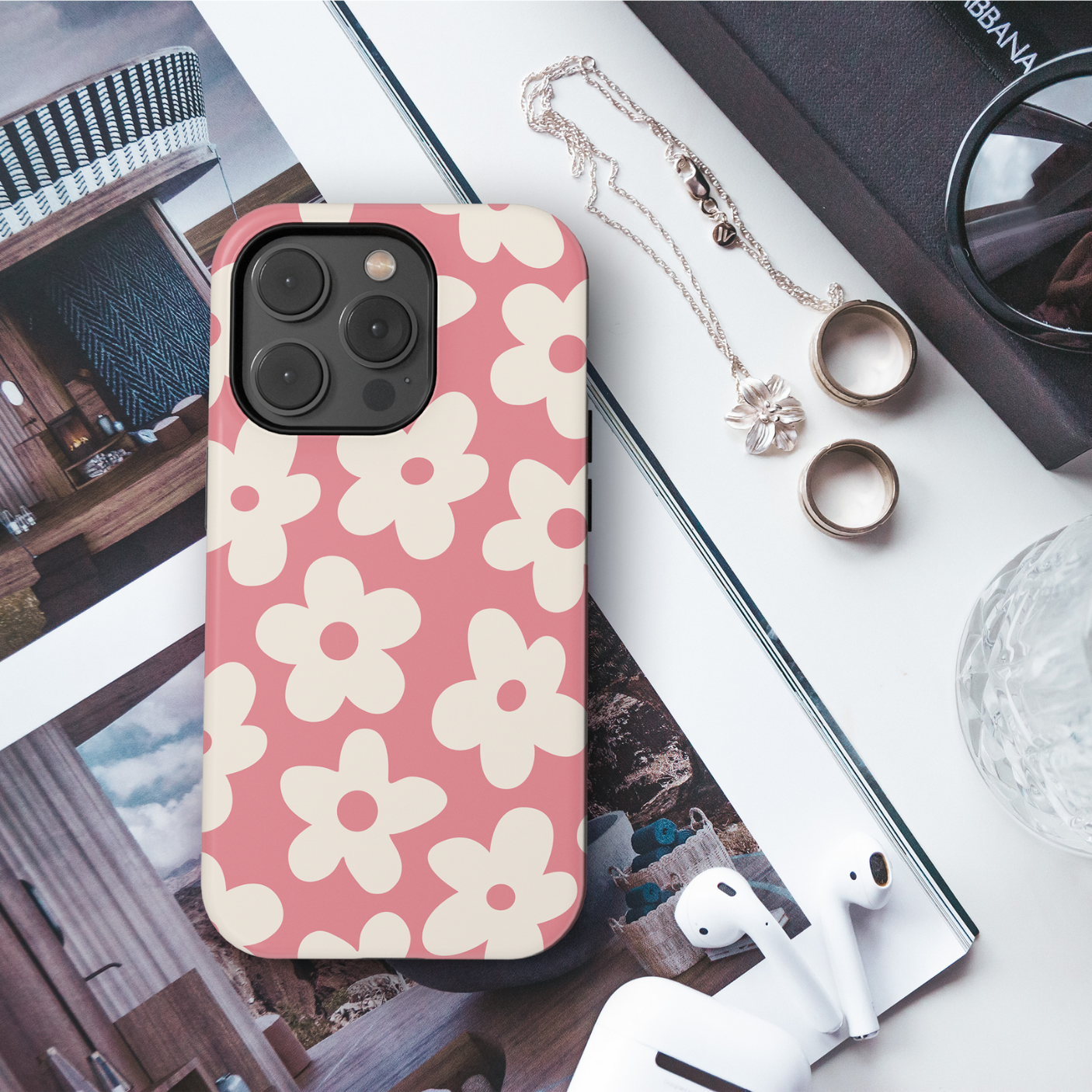 Rosé All Day Big Blooms iPhone Case