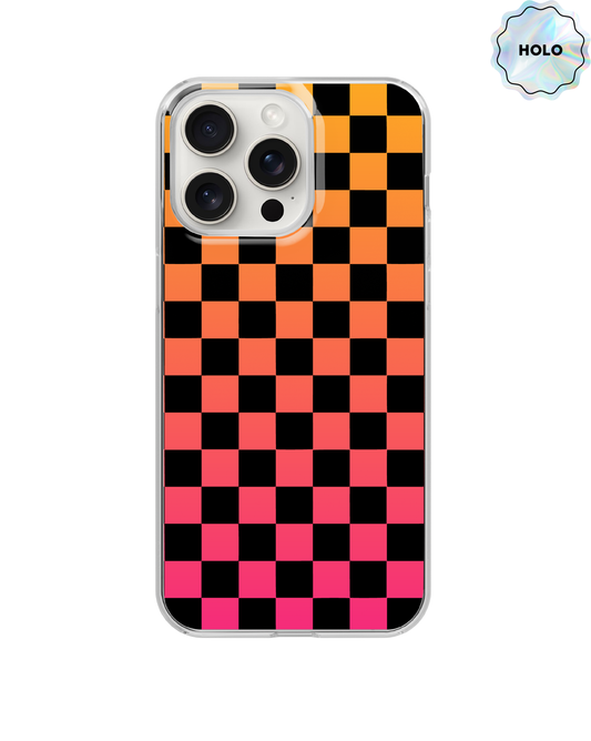 Sunset Soiree Checkers Holographic Clear Case Insert