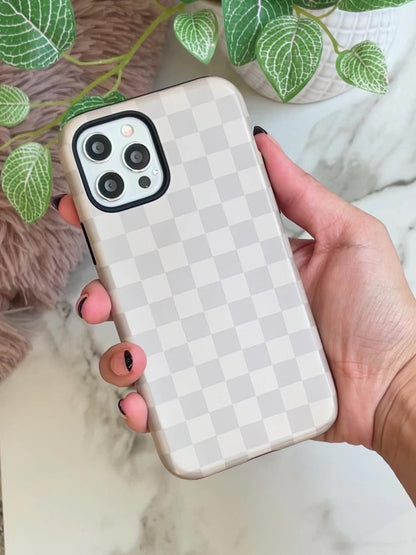 Taupe Checkers iPhone Case