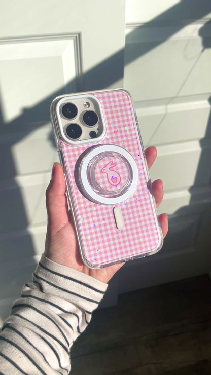 Pink Gingham Clear Case Insert